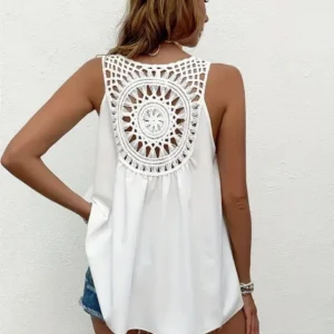 Serene Breeze Crochet Back Tank - Image 5