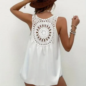 Serene Breeze Crochet Back Tank - Image 4