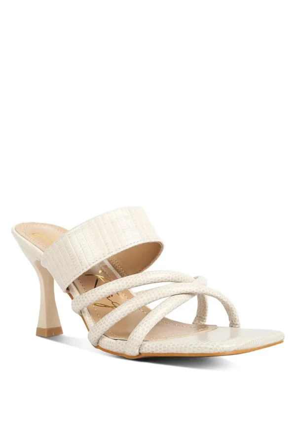 CHIRI Faux Leather Spool Heel Sandals with Criss Cross Straps