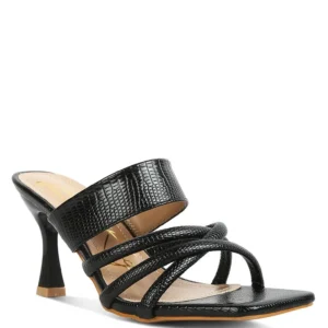 CHIRI Faux Leather Spool Heel Sandals with Criss Cross Straps - Image 15