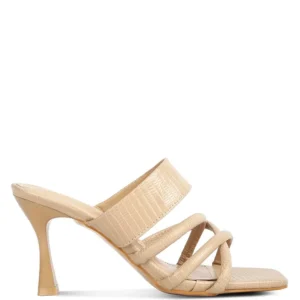 CHIRI Faux Leather Spool Heel Sandals with Criss Cross Straps - Image 5