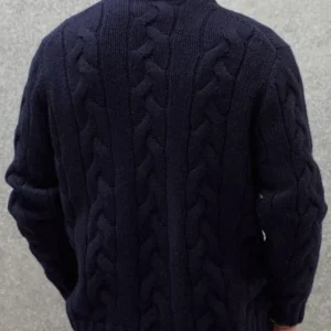 Men's Classic Zippered Cable Knit Cardigan - Image 2