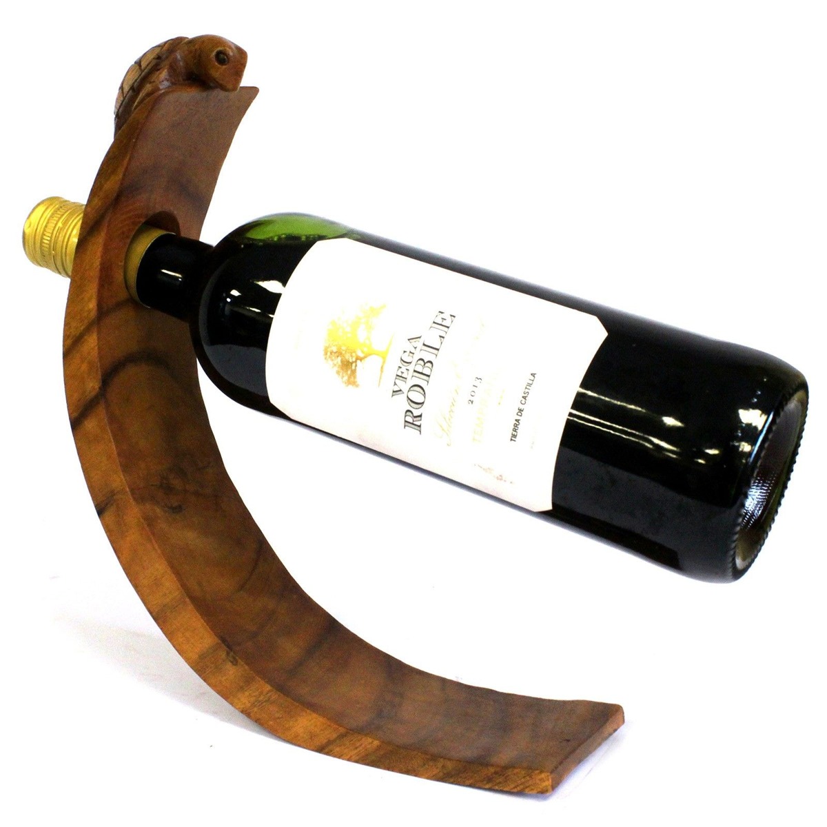 Balansujący stojak na wino Żółw, drewno suar