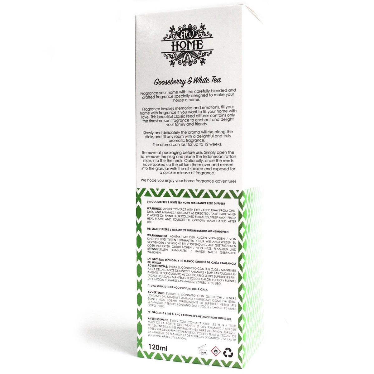 Dyfuzor z patyczkami Gooseberry & White Tea 120 ml