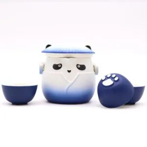 Serwis Panda Sky Blue – dzbanek i 3 czarki