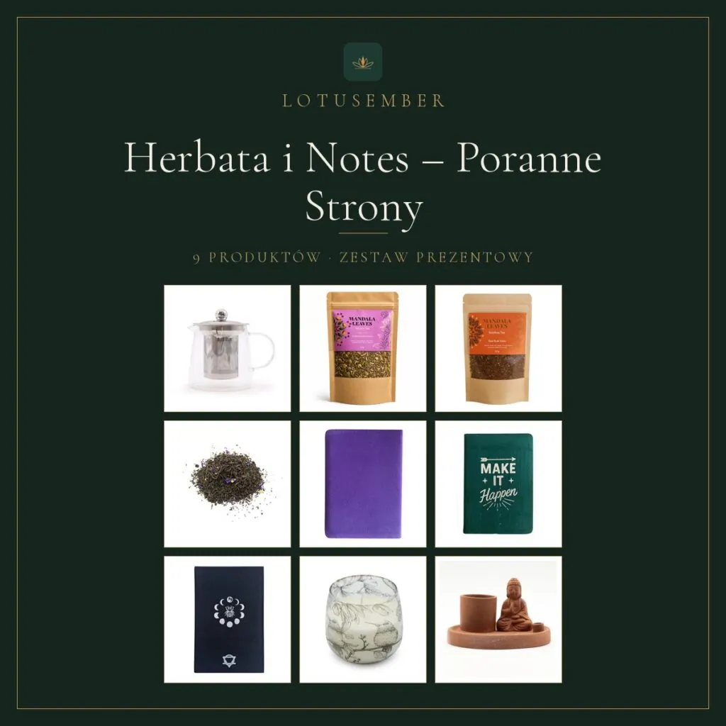 Herbata i Notes – Poranne Strony – zestaw prezentowy Lotusember
